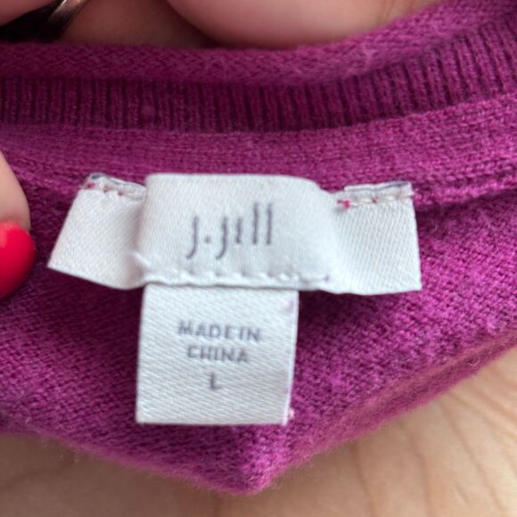 J Jill Women Tunic Sweater Soft Cozy Split Hem Long Sleeve Purple Large I114 - Picture 7 of 9